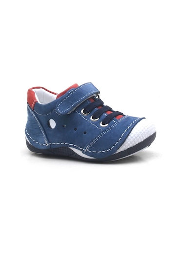 Hakiki Deri Cırtlı Lastikli Bebek Spor Ayakkabı-Patik