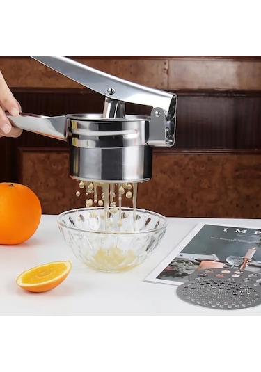 Tilbe Home Patates Ezici Press Meyve Nar Sıkacağı Patates Püre Yapıcı Mutfak Hazneli Çelik Mevye Lim Çelik