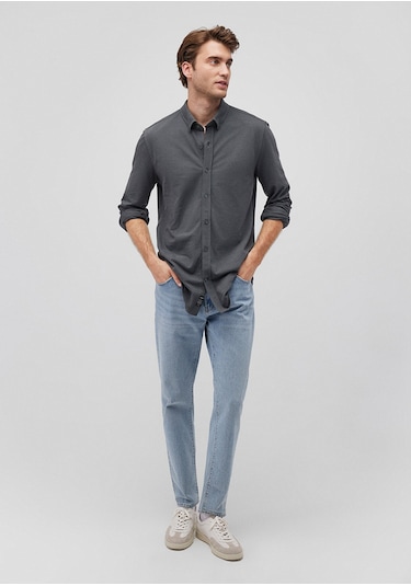 Mavi - Antrasit Örme Gömlek 0211092-71598 Antrasit