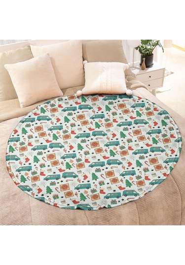 Noel Desenli 60 İnç Yuvarlak Flanel Battaniye, Yetişkin Ve Çocuk İçin, Yumuşak, Rahat Ve Hafif Noel Tesisat Vanı