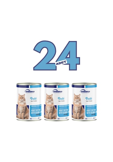 Ambiance 24 Adet Yetişkin Kediler Için Somonlu Yaş Mama 400 Gr