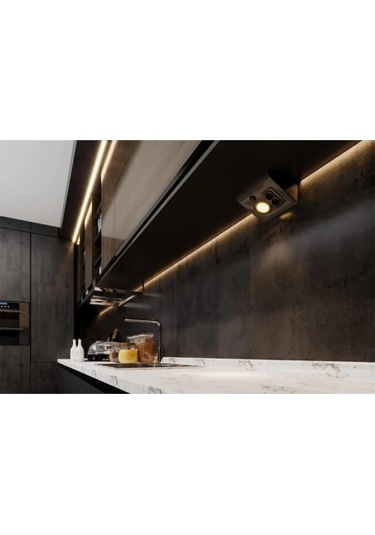 Tezgah Altı Priz 2'li - Antrasit Gri - 3 Watt Led Spot Ve Anahtarlı Beyaz İşık