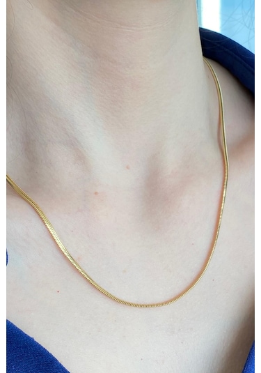 Zümrüt Sarraf 14 Ayar Yeşil Altın Kadın Tondo Ezme Zincir Kolye N11.47505