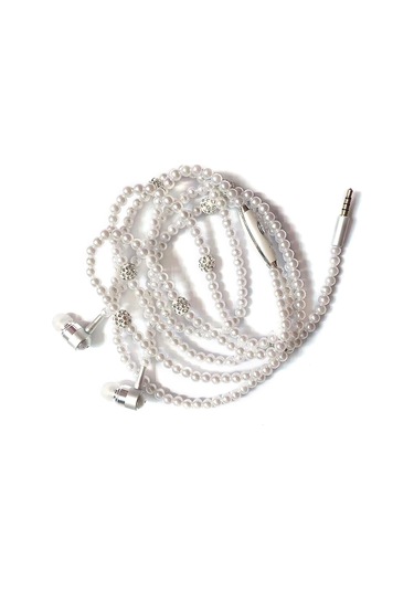 Takı İnci Kolye Mikrofonlu Stereo Kulaklık 3,5 Mm Kulak İçi Kulaklıklar Telefon Kızlar İçin Kablolu Kulaklıklar