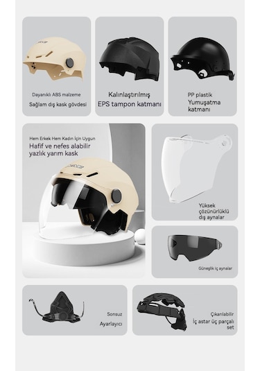 Elektrikli Akü Motosiklet Kask Güneş Koruyucu Yarı Kask Sürüş Kaskı Erkek Bayan Yaz 3c Sertifikası Kırmızı - Pembe