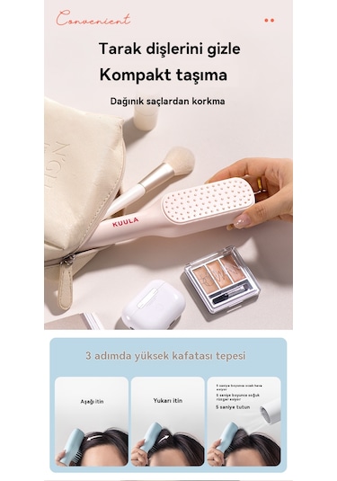 Kendini Temizleyen Hafif Anti Statik Geri Çekilebilir Tarak Beyaz