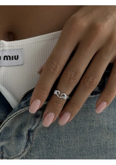 Sılverme Falanksa Takılan Kalp Şeklinde Gümüş Yüzük 925 Ayar Gümüş 272526828 Gümüş