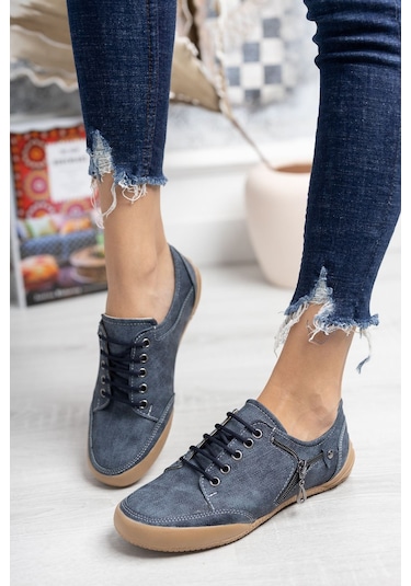 2234 Anatomik Tabanlı Kadın Günlük Spor Babet Ayakkabı Lacivert