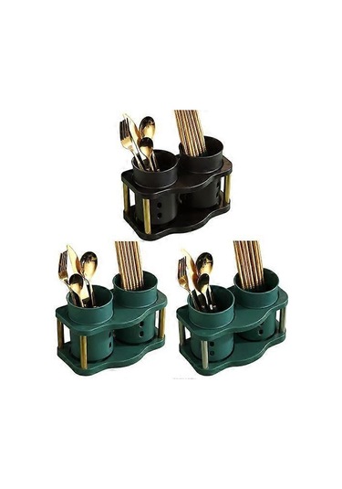 Su Tahliye Delikli 2 Bölmeli Büyük Kalibreli Düzenli Mutfak Çubukları İçin Depolama Rafı Yemek Gereçleri -