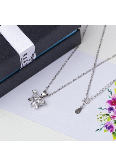 Kalp Detaylı Zirkon Taşlı 925 Ayar Gümüş Kadın Kolye