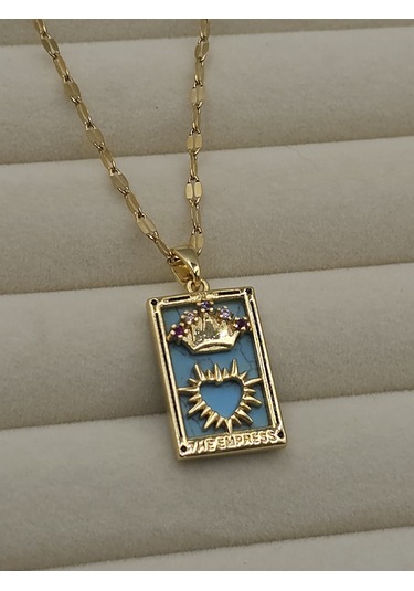 The Empress Tarot Kartı Çelik Kolye Altın