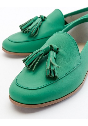 Luvishoes F04 Koyu Yeşil Cilt Hakiki Deri Ayakkabı Koyu Yeşil