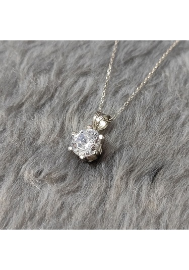 Chavin 2 Carat Swarovski Tektaş Gümüş Kadın Kolye Dh18By