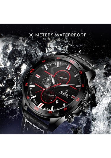 Klasik Erkek Kuvars Saat Senors Analog Kronograf Takvimli Kol Saati 3atm Su Geçirmez Çok Fonksiyonlu Spor Saat Deri Kayış Kahverengi Kayış Ve Mavi Kadran Diğer