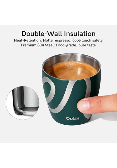Outın Çift Duvarlı Paslanmaz Espresso Kupası Seti 2x75 Ml