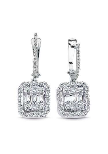 Modern Tasarım 0.87 Ct Baget Kare Tektaş  Küpe