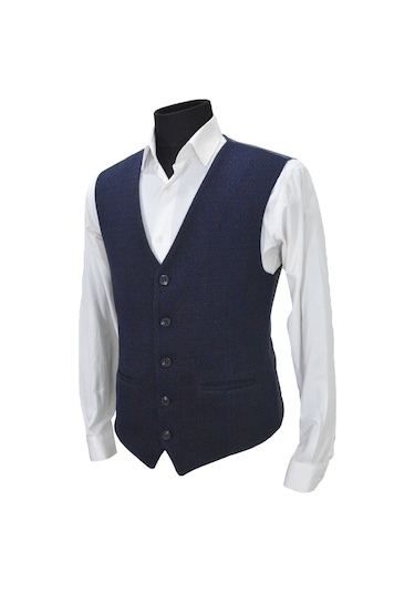 Mentor Regalo Erkek Yelek V Yaka Lacivert Kabartma Desen 50454