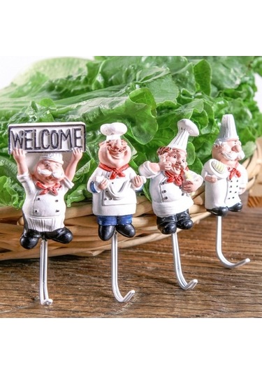 Dancemonkey Şekli Şef Paslanmaz Kancası Duvar Çelik 4'lü Paket Jp Ahşap