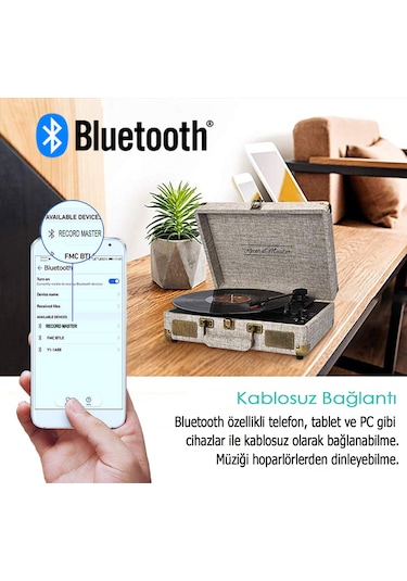 Record Master ST14012 Bluetooth Özellikli Retro Pikap Bej