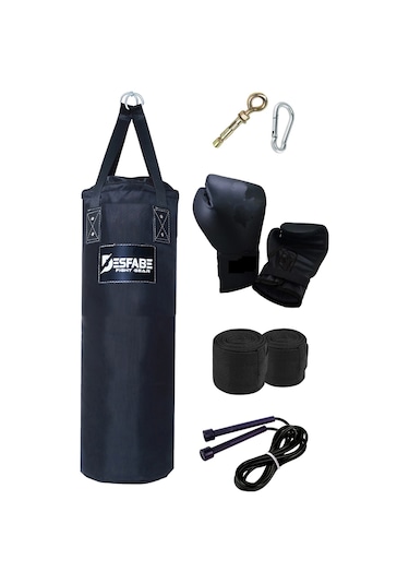 Desfabe PDS 80x25Cm Kolonlu Kum Torba+Askı+Eldiven+Bandaj+İp Siyah