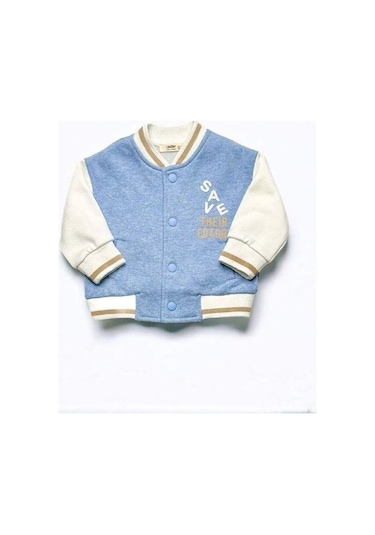 Erkek Bebek İçi Şardonlu Save Yazılı Kolej Hırkası-14859 Mavi