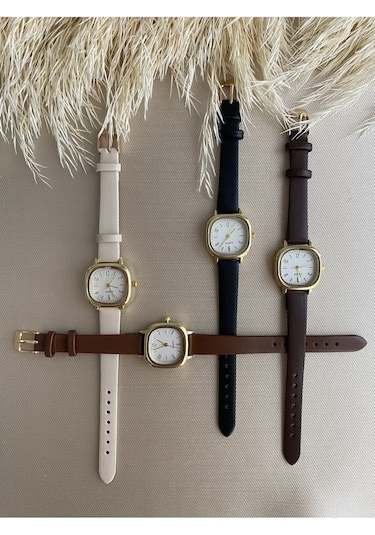 Retro Minimal Vintage Deri Kordon Kadın Kol Saati Kelebek Model Gümüş