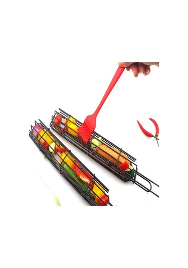 Didadodo Pratik Izgara Sepeti - Paslanmaz Çelik Şişlerle Balık Ve Sebze Pişirme 4'lü Set