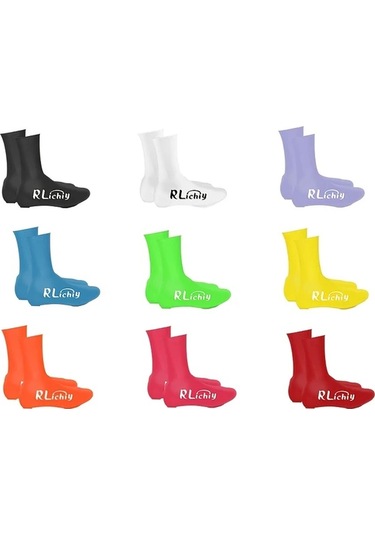 Willowhaven Siyah,l Silikon Bisiklet Ayakkabı Kılıfı Çifti Su Geçirmez Rüzgar Geçirmez Yeniden Kullanılabilir Tüm Hava Koşulları Altın