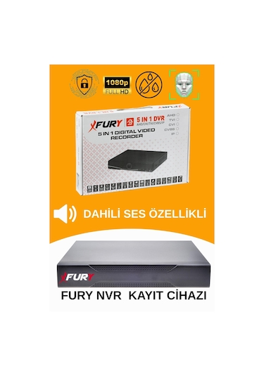 Fury 6 Kameralı Ip Güvenlik Kamerası Seti Sesli 4mp Gece Renkli Su Geçirmez 1506s 250gb