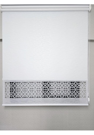 Bbb Keten Kumaşlı Lazer Kesim Tül Stor Perde Mlt1004 Beyaz