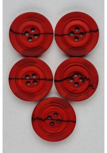 Büyük Boy Akrilik Yuvarlak Desenli Kırmızı Kaban Çeket Hırka Yelek Düğmesi 5 Adet