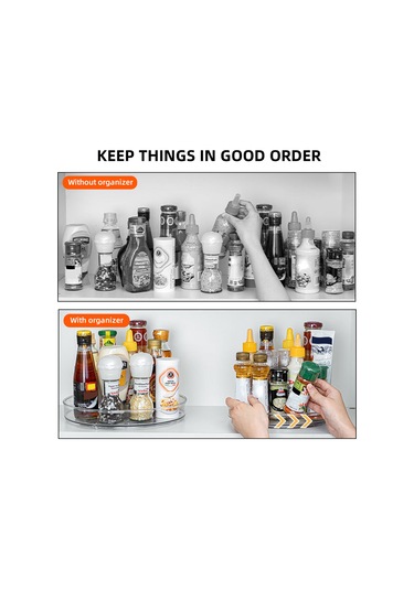 Tenfowee 360 Dönebilir Çift Katlı Organizatör - Mutfak, Banyo Ve Kozmetik Düzenleme İçin Pratik Çözüm Şeffaf