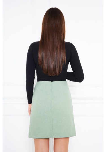 Açık Yeşil Yandan Yırtmaçlı Mini Etek DM2008 Yeşil