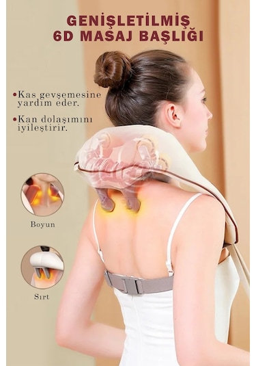 Ovmalı Ve Isıtmalı Masaj Aleti Boyun Sırt Bel Boyun Bej
