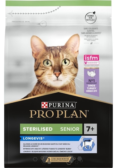 Purina Pro Plan Sterilised Adult 7+ Hindi Etli Kısırlaştırılmış Yaşlı Kedi Maması 3 KG