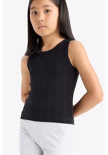 Defacto Kız Çocuk Bisiklet Yaka Basic Düz Atlet Z7815a625hsbk81 Siyah