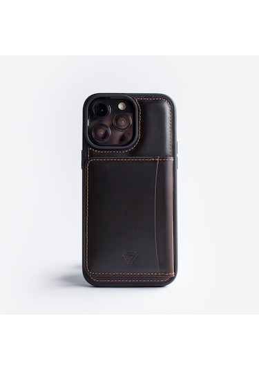 Back Wallet Apple Uyumlu iPhone 14 Kahverengi Koyu