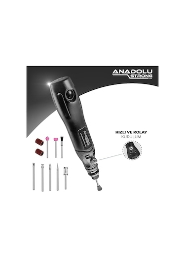Anadolustrong 3 Kademeli Şarjlı Mini Taşlama Gravür Dremel Seti