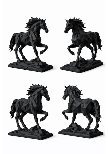 Low Poly At Figürü Modern Geometrik At Heykeli 3d Baskı Dekoratif Masaüstü Süsü 0
