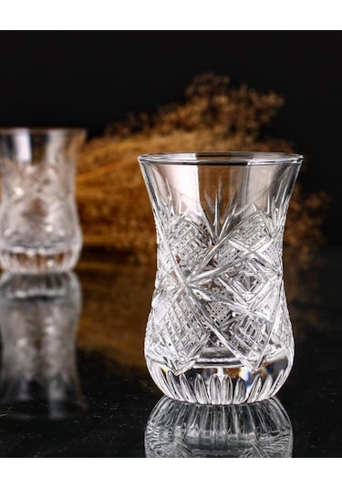 6 Lı Klasik Boy Çay Bardağı Takımı- Göz Dekor Şeffaf