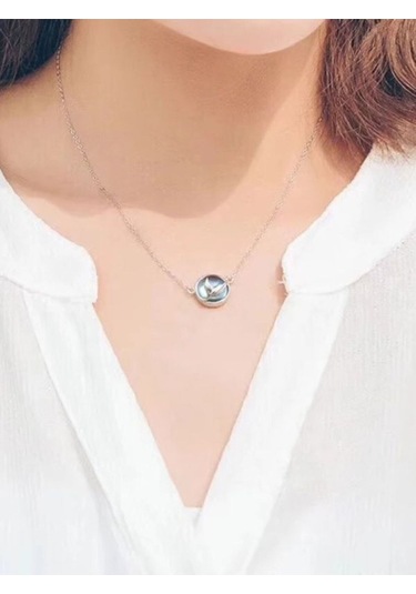 925 Ayar Gümüş Kristal Mavi Taşlı Balık Kuyruğu Kolye