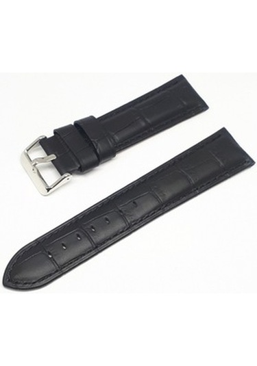 20Mm Golf Marka Siyah Croco Hakiki Deri Saat Kordonu