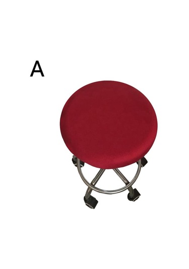 Bordo 1pc Streç Spandex Elastik Yuvarlak Sandalye Kapak Slipcover Düz Renk Basit Yıkanabilir