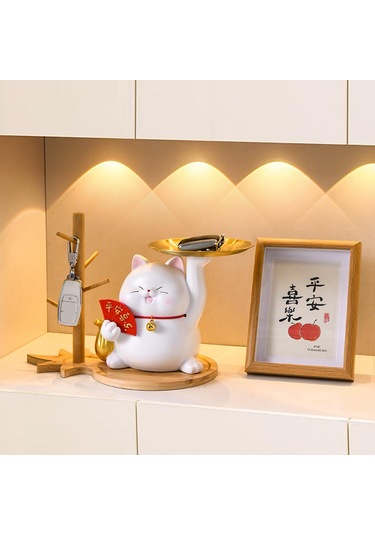 Suntek Kumbara Servis Tepsisi Yatak Odası Düzenleyici Süs Kedi