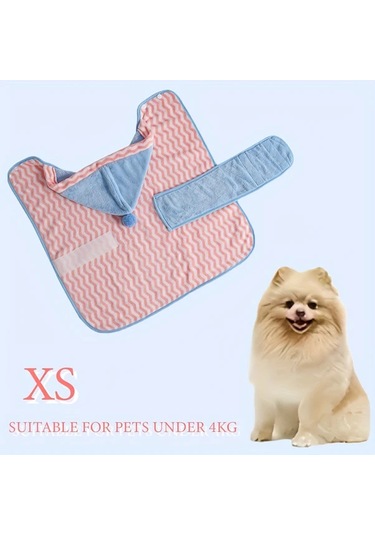 Elmpaly Pembe Mavi Xs Hızlı Kuruyan Ultra Emici Ayarlanabilir Yavru Köpek Bornozu