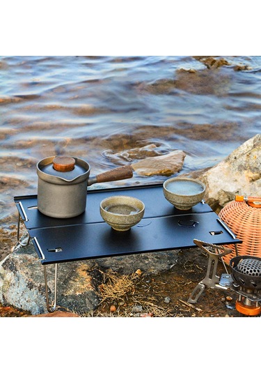 Xindoker Alüminyum Çıktı Masa, Ultra Hafif Portable Piknik Kamp Masası, İç/iç Dış Kullanım, Siyah, Kolay Çıktır Ve Taşınır Siyah