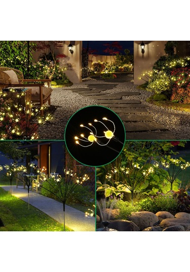 Xiyyadms Güneş Enerjili 8 Aniyelik Işık, Abs Malzeme, 37cm Yükseklik, 8-12 Saat Çalışma Süresi - 2 Adet Toprak Soketli Çimen Lambası