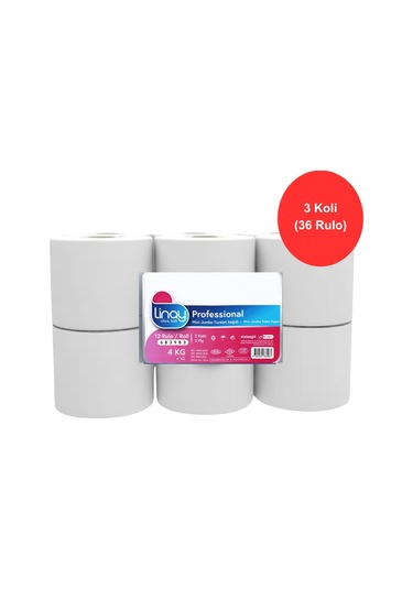Linay Mini Jumbo Tuvalet Kağıdı 12 Rulo X 3 Koli Toplam 36 Rulo, 2 Katlı, 9.8 Cm X 95 M,%100 Selüloz