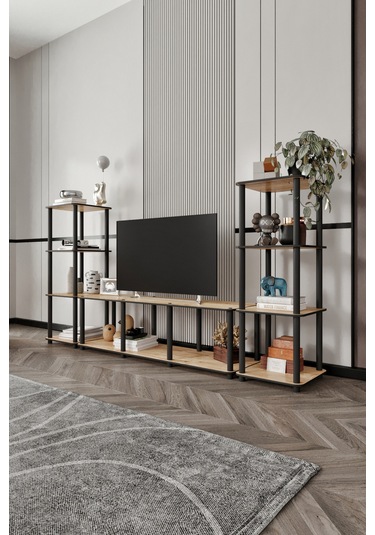 Masivo Tv Sehpa Kitaplık Safir Meşe Meşe