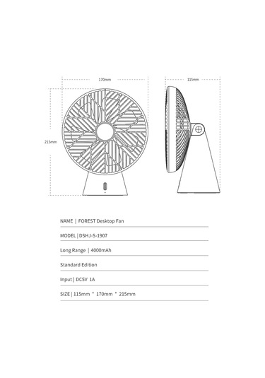 Sothıng Forest Masaüstü Vantilatör Usb Şarj Edilebilir Sessiz Soğutma Fanı 3 Rüzgar Hızı - Beyaz Beyaz